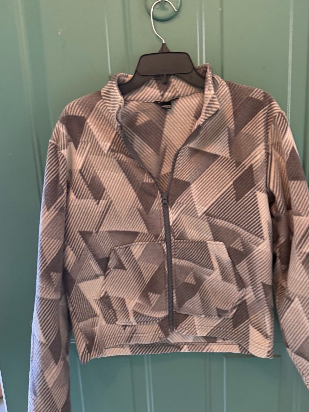 Eddie Bauer Gray Geometric Bomber Jacket